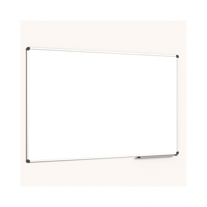 Whiteboard, 150x100 cm, mit 40 cm Ablage, Stahl weiß, 